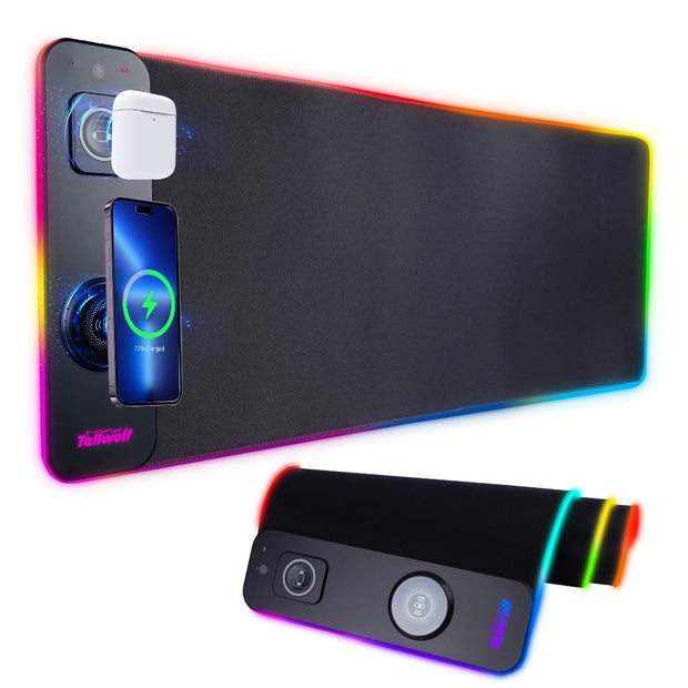 3-in-1 RGB Wireless Charging Mouse Pad – Gaming Desk Mat with Phone Stand | Zaplet