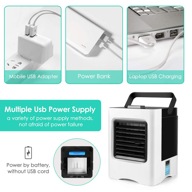 4-in-1 Mini Air Cooler – USB Rechargeable Fan + Humidifier + Purifier | Zaplet