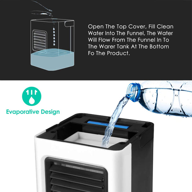 4-in-1 Mini Air Cooler – USB Rechargeable Fan + Humidifier + Purifier | Zaplet
