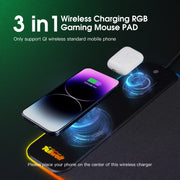 3-in-1 RGB Wireless Charging Mouse Pad – Gaming Desk Mat with Phone Stand | Zaplet
