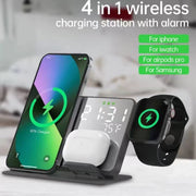 4-in-1 Wireless Charging Station – 15W Fast Charger with LED Clock | Zaplet