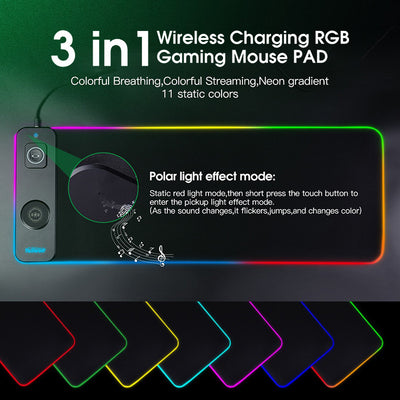 3-in-1 RGB Wireless Charging Mouse Pad – Gaming Desk Mat with Phone Stand | Zaplet