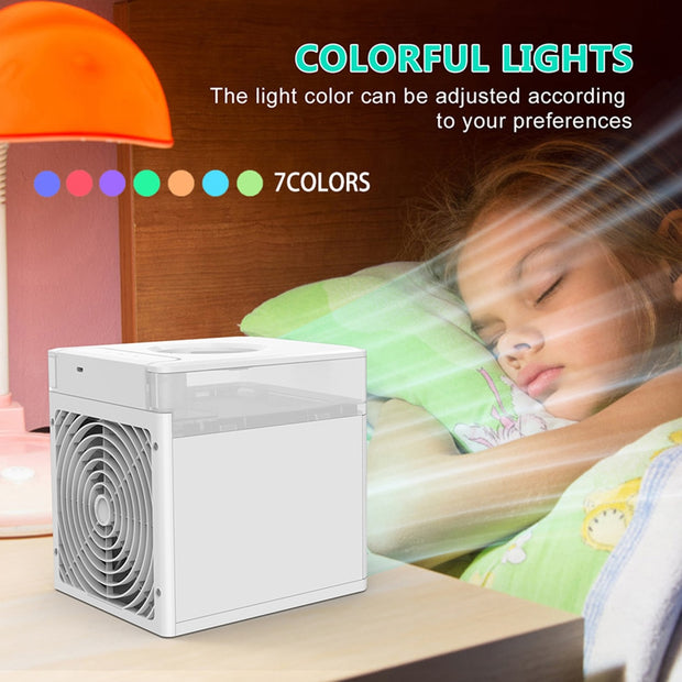 7-Color USB Mini Air Cooler – LED Night Light & UV Sterilizer | Zaplet