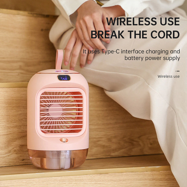 Mini Mist Air Cooler – USB Desktop Humidifier Fan with LED & Aroma Diffuser | Zaplet