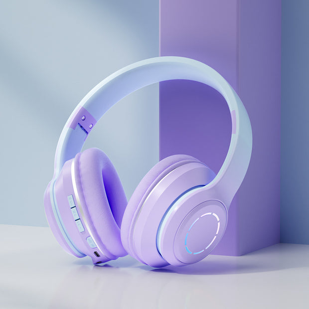 AuroraGlow™ Gradient Bluetooth Headphones – Foldable, Wireless, LED Light-Up | Zaplet
