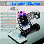 4-in-1 Wireless Charging Station – 15W Fast Charger with LED Clock | Zaplet