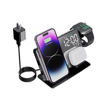 4-in-1 Wireless Charging Station – 15W Fast Charger with LED Clock | Zaplet