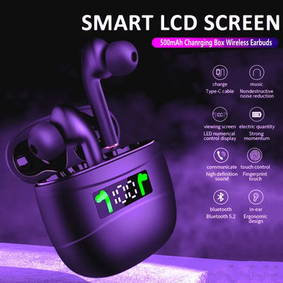 Smart LCD Wireless Earbuds – Bluetooth 5.2 IPX7 Waterproof Noise Cancelling Earphones | Zaplet